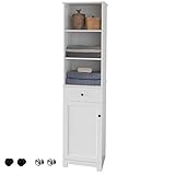 SoBuy BZR17-W Badezimmer Hochschrank Badschrank Badregal Badezimmerschrank mit 3 offenen Fächern, 1 Schublade und 1 Tür weiß BHT ca: 40x161x35