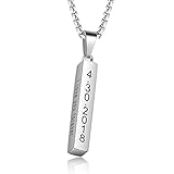 kaululu Personalisierte Kette Herren und Damen Edelstahl Anhänger mit Namen Gravur fur Paar BFF Familie Bar Kette Personalisiert für Männer Namenskette Geburtstags Geschenke (Silver)