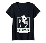 Damen US WWE John Cena Never Give Up Face 01 T-Shirt mit V