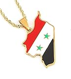 Personalisierte Halskette Edelstahl Emaille Karte Logo Anhänger Halskette Syrische Karte Schmuck