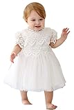 Happy Cherry Baby Mädchen Prinzessinenkleid Blumenmädchen Hohlbauweise Spitze Weich Besondere Anlässe Taufkleider Weiß 6-12 M