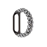 Damenschmuck MI Band 6/3/4 / 5Metal Ersatz Armband Aktiv Strass for Frauen Edelstahl Armbanduhrarmband (Band Color : A Dark Gray, Size : Mi Band 6)