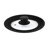 Linnuo Topfdeckel Pfannendeckel Universal Silikondeckel für Topf Pfanne - Universaldeckel platzsparend - 1x Deckel 3X Größen - robuster Glasdeckel - spülmaschinen- / backofenfest (16/18/20)