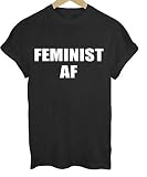 MIALIFEX Feminist Af Buchstaben Druck Frauen T-Shirt Baumwolle Casual Funny T Shirts für Lady Top Tee Hipster Drop Gr. XXL, weiß