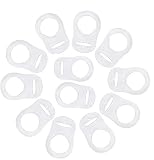 JZK 12 Stück Transparent Silikonknopfring Schnuller Halter Clip Adapter für Baby MAM S