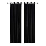 SONGMICS Gardine Vorhänge 2 Stück Verdunklungsvorhang Verdunklungsgardinen mit Ösen schwarz 145 x 245 cm LRB245H-2