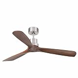 Deckenventilator Lorefar LANTAU Faro 33370 Nickel matt mit 3 dunklen Nussholz-Flügeln Durchmesser 132 cm inkl. Fernbedienung 3 Geschwindigk