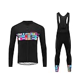 UGLY FROG Herren Fahrradbekleidung Set Langarm Fleece mit Kapuze Radjacke + Fahrradhose XS - 4XL