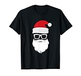 Weihnachtsmann Mütze Sonnenbrille Bart Santa Geschenkidee T-S