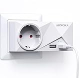 USB Steckdose, AONOKA Wand Steckdose (4000W) mit 2 USB Anschluss (2.4A), Steckdosenadapter USB Adapter Steckdose Schuko Mehrfachstecker, 2 USB Ladegerät für DC,Lautsprecher,Laptop (White 2 pack)