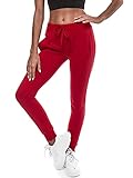 OZONEE Damen Jogginghose Hose Trainingshose Sporthose Freizeithose Motiv Damenhose Fitnesshose Sweathose Sweatpants Joggpants Fußballhose 777/7003S ROT S