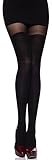 Merry Style Damen Strumpfhose mit Overknees Muster 80 DEN MSSSR01 (Schwarz, 1/2 (30-36))