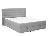 Boxspringbett Timi 2 mit zwei Bettkasten, Rahmen mit 7 Zonen Taschenfederkernmatratze, Continentalbett, 3 Größen, Polsterbett, Ehebett, Amerikanisches Bett, gepolstertes Kopfteil (Boss 15, 140x200 cm)