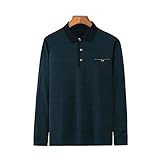 Freizeithemden Herren Modern Urban Regular Fit Klassisch Gestreift Herren Langarm T-Shirt Frühling Herbst Knopfleiste Casual Atmungsaktiv Männer Poloshirt AZ-01 M