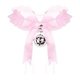 dPois Damen Halsband Choker Halsschmuck mit Glocken Schleife Rüschen Lolita Rococo Stil Katze Babydoll Dienstmädchen Cosplay Kostüm Zubehör Rosa One S