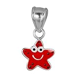 Teenie-Weenie Anhänger für Kinder Silber Schmuck rot Seestern Emaille D1SDH8101R
