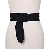 Sethain Jahrgang Breiter Taillengürtel Elegant Cinch-Gürtel Kleid Mantel Obi Bund für Frauen und Mädchen (XL) (S, Black)
