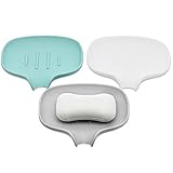 Silikon Seifenschale mit Ablauf, 3 Stück Rutschfest Selbstentleerend Seifenhalter für Dusche/Badezimmer/Küche Händewaschen, Wasserfall-Seifenablage Seifenschale Tablett für Hält Seife Trock