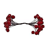 Günstige Rotgold Gemischte Hybrid Blume Kirsche Staubblätter Beeren Bündel DIY Kuchen Weihnachten Hochzeit Geschenkbox Kränze Handwerk Dekoration-F12-20p