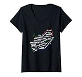 Damen Südafrika Food Südafrikanische Flagge Landkarte Nostalgie T-Shirt mit V