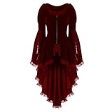 SHIZUANYUE Gothic Kleidung Damen Kleid Punk Steampunk Minikleid Schnürung Party Vintage T-Shirtkleid Karneval Halloween Cosplay Ballkleid Mit Kapuze Mittelalterliche Kleid Retro Alternative Bekleidung