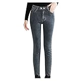 Woohooens Damen Hose Thermo-Stretchhose Mit Weichem Damenhose In Jeanshosen, Warm Durch Den Winter Lose Verdickte Warme PlüSch Gerade Jeans Haren H