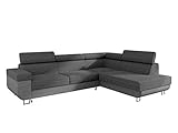 Ecksofa mit Schlaffunktion und Bettkasten Fonti, Eckcouch für Wohnzimmer, Einstellbare Kopfstützen, Sofa des Typs L, Bettfunktion, Wohnlandschaft (Lux 05 + Lux 06, Seite: Rechts)