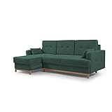 MOEBLO Ecksofa mit Schlaffunktion Eckcouch mit 2 X Bettkasten Sofa Couch L-Form Polsterecke Sophie (Dunkelgrün, Ecksofa Links)