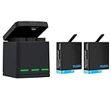 TELESIN Triple Batterieladegerät Set Ladebox + 2 Akkus mit USB Typ-C Kabel 3 in 1 Zubehörset für GoPro Hero 8 / Hero 7/6/ 5 (3 in1 Charger Battery Kit)