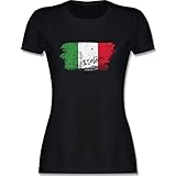 Fussball WM 2022 Fanartikel - Italien Vintage - L - Schwarz - Italien Fanartikel - L191 - Tailliertes Tshirt für Damen und Frauen T-S