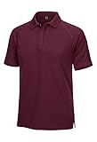 KEFITEVD Polo Tshirt Herren Atmungsaktiv Sportlich Hemd Short Sleeve Leicht Funktionsshirt Sommer Dünnes Oberteil Schnelltrocknend Knopfleiste Outdoorshirt mit Klettverschluss Weinrot XL