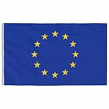 Festnight Europäische Union Flagge für den Außenbereich, Bestickt, 12 Sterne, langlebiges Oxford-Nylon-Quadruple genähte Fliegenenden, EU 90 x 150 cm Europa Fahne flagg