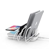 SooPii 60 W 5-Port-Ladestation mit 10 W kabellosem Ladepad, 1 USB-C-Anschluss mit 18 W Power Delivery für iPad Pro Gen2, Phone Xs/Max/XR/X/8, S9/S8 und 4 USB-Anschlüsse für alle Handys, Tab