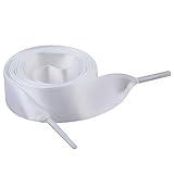 Jamron Flach Seide Satin Band Schnürsenkel 2CM Breit für Turnschuhe Ballerinas Pumps 100CM Weiß