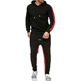 AOGOTO Männer 2 Stück Outfit Casual Slim Fit Sweatshirt Trainingsanzug Sport Patchwork S