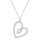 Immobird Halskette Damen 925 Sterling Silber Kette Herz Damen “Romantische Liebe” Halsketten für Frauen Schmuck mit 5A Kubik Zirkonia Valentinstag Geschenk