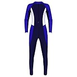 Jowowha Herren Badeanzug Lang Jumpsuit Ganzkörper Neoprenanzug Einteiler Bodysuit Overall Surfen Wassersport Anzug Royal Blau L