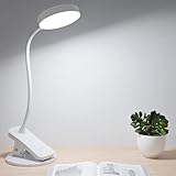 Hepside Klemmlampe Bett,32 LED,360° Flexibel Leselampe Buch klemme 3 Farben und Stufenloses Dimmen Bettlampe mit Touch-Steuerung USB Aufladbares Akku Led Klemmleuchte Augenschutz Leselampe Kinder,Weiß