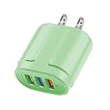 USB Ladegerät 3-Port,Quick Charge 3.0 Tragbar LED Ladegerät,USB C Ladestecker Netzteil Ladeadapter mit Intelligent Laden,Ladegerät USB Schnellladegerät Ladestecker für Handy/iphone (Green)