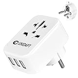 Unidapt UK US auf EU Europäischer Stecker-Adapter mit 3 USB-Ports, geerdeter Typ E/F Schuko Europa Reiseadapter Stecker – Universal-Eingang zu Steckdose in Spanien, Deutschland, Frank