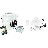 Krups Cook4Me+ Multikocher CZ7101 | inkl. Rezeptbuch | 6L Kapazität | Elektrischer Schnellkochtopf |1600W | Dampfgaren | Anbraten | weiß & XF551D Prep und Cook Shred & Slice Schnitzelwerk