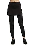 Westkun Damen Leggings mit Rock Knöchelläng Laufhose Tennisrock mit Taschen Yoga Sport Soft Rockhose Tennisbekleidung 2-in-1(Schwarz,M)