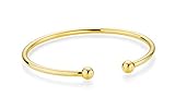 YoungDiamondFashion YDF Kugel-Armschmuck Armspange Armreif Flexibel 925 Sterlingsilber Gelbvergoldet Premium Qualität Kugelring