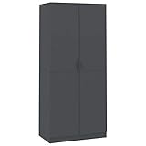 Tidyard Kleiderschrank Mehrzweckschrank Standrschrank Garderobenschrank Kleiderstange Schrank Schlafzimmer mit 2 TürenGrau 90×52×200 cm Spanp