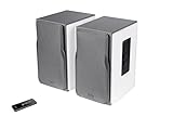 EDIFIER Studio R1380T 2.0 Regallautsprecher-System (42 Watt) im Echtholzgehäuse (MDF). Zwei LINE IN Anschlüsse. Infrarot-Fernbedienung und seitliche Bedienelemente für Bässe, Höhen und Lautstärk