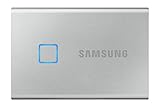 SAMSUNG T7 Touch Portable SSD 500 GB - bis zu 1050 MB/s - USB 3.2 Externe Solid State Drive, Silber (MU-PC500S/WW)