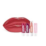 Labello Lippenpflege Set bestehend aus Cherry Shine, Blackberry Shine, Wild Rose sowie Lips2kiss Rosy Nude, Geschenk-Box in der Form von Lippen, (2 x 5,5 ml & 2 x 3,3 ml)