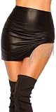 Koucla Wetlook Rock Minirock mit Metall Fransen Gogo (Schwarz)