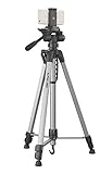 CULLMANN - 52126 - Alpha 2500 mobile Stativ mit Smartphonehalter und 3-Wege-Kopf (Auszugshöhe 165 cm, Packmaß 67 cm, Tragfähigkeit 2,5 kg, Gewicht 1277 g), silb