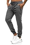 Lantch Jogginghose Herren Hose Baumwolle Jogger Sportswear Hosen Fitness Sporthose Männer Trainingshose Streifen Freizeithose Streetwear(A-Dunkelgrau,M)